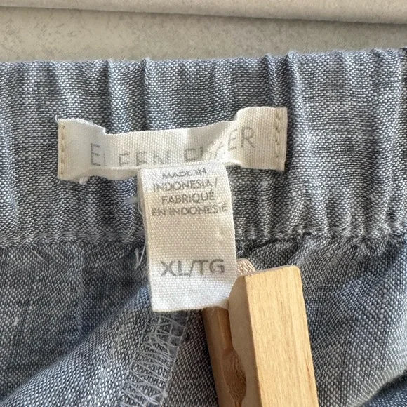 Eileen Fisher Organic Linen Pull On Ankle Pants in Blue Chambray - Picture 7 of 8